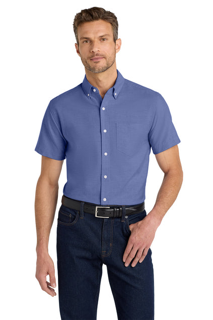 Short Sleeve Button Down Shirt (Port Authority S659) - embroidered left chest logo