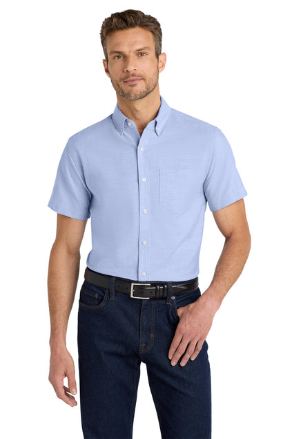 Short Sleeve Button Down Shirt (Port Authority S659) - embroidered left chest logo