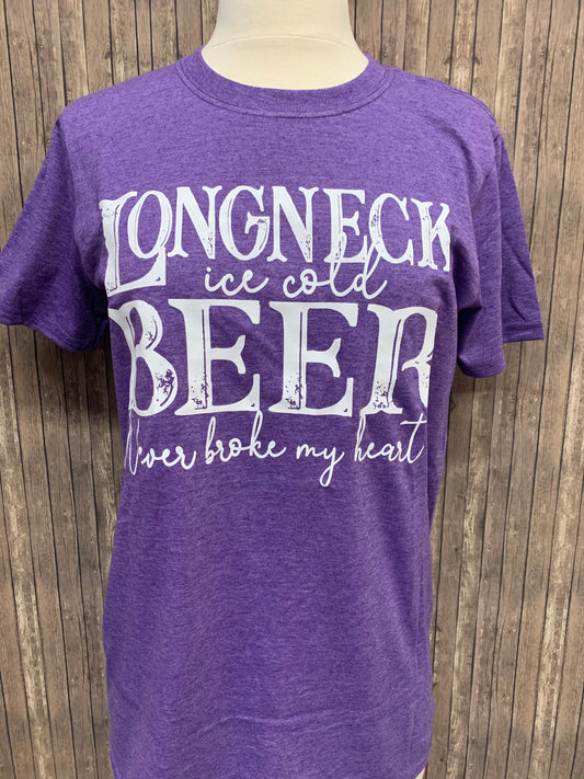 Longneck Ice Cold Beer Never Broke My Heart T-Shirt